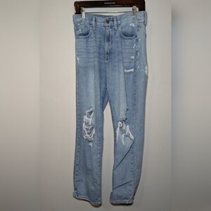 JBD Just Black Denim Light Wash Distressed Straight Leg Jeans Women's Size 27